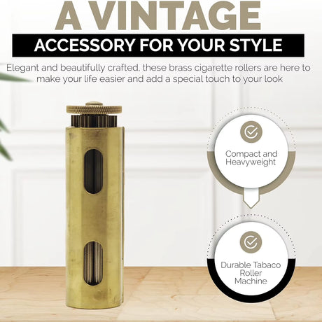 SOLID BRASS MANUAL CIGARETTE ROLLING MACHINE – FITS 70 MM ROLLING PAPERS