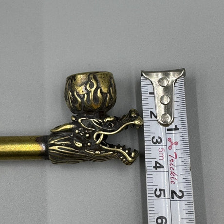 5.5" Collect Chinese Brass Animal Dragon Head Dry Tobacco Stick Tobacco Pipe