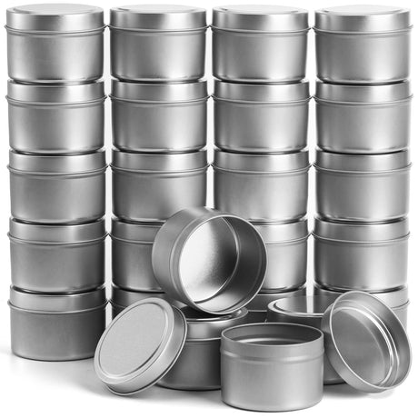 TRAVEL ROUND METAL CANDLE TINS WITH LIDS – 30 PCS 4 OZ ROUND
