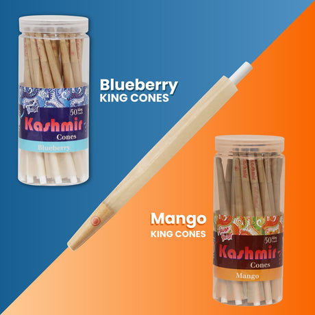 Kashmir Pre Rolled Cones King Size 50 Ct Mango Flavored Rolling Paper Cones