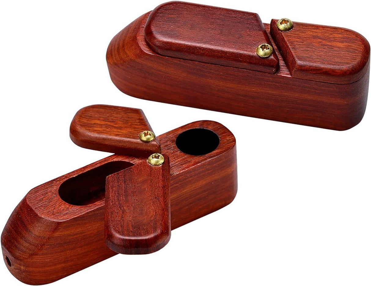 New Rotary Cover Wooden Smoking Pipe Portable Wood Pipe with Tobacco Storage Box