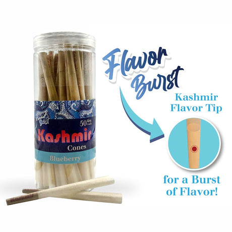Kashmir Pre Rolled Cones King Size Blueberry Flavored Rolling Paper Cones 50 Ct