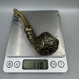 4.8"Collect China Brass Animal Carp Carving Flowers Dry Tobacco Bag Tobacco Pipe