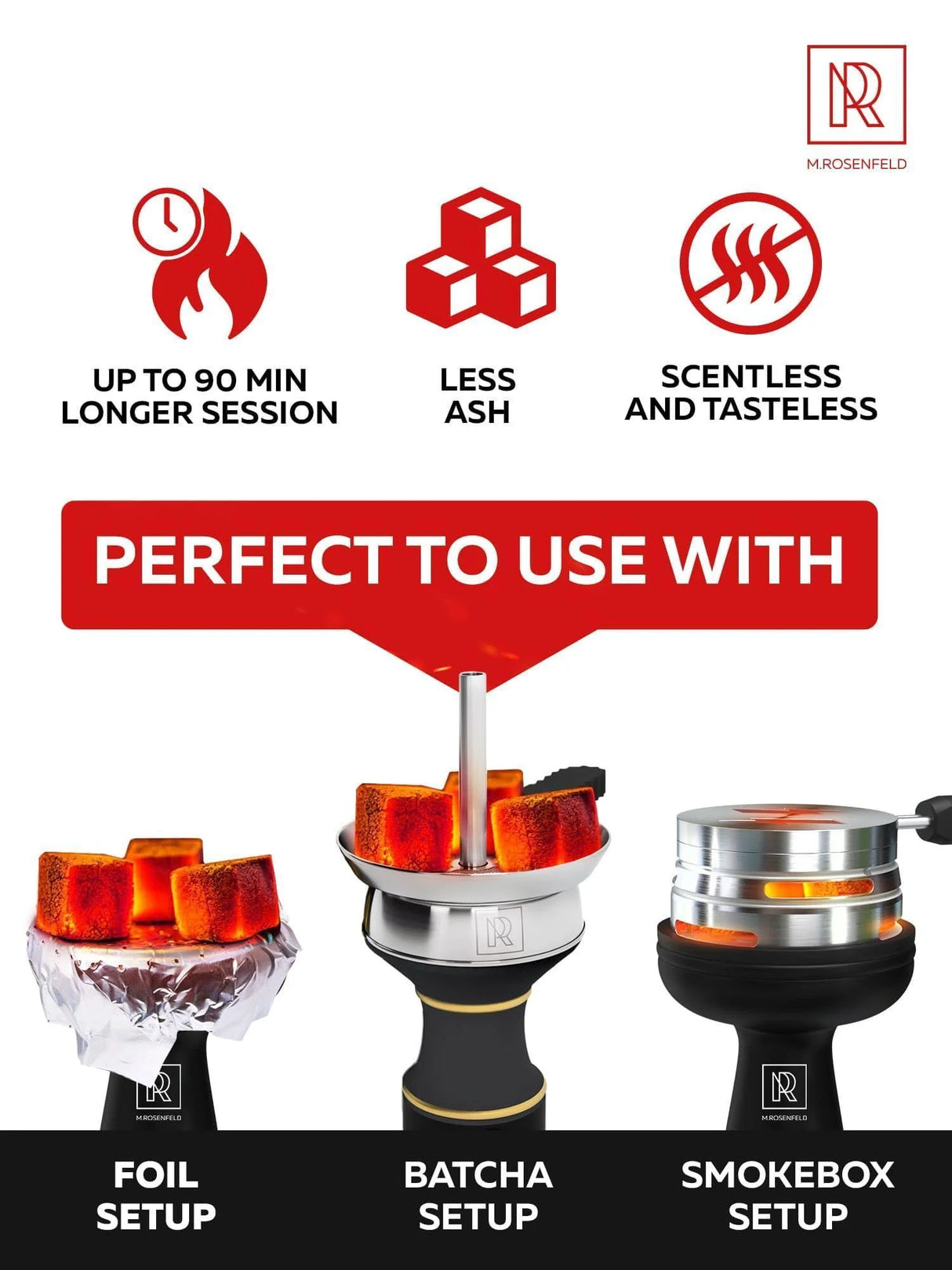 M. ROSENFELD 72 PCS COCONUT HOOKAH CHARCOAL 25MM CUBES