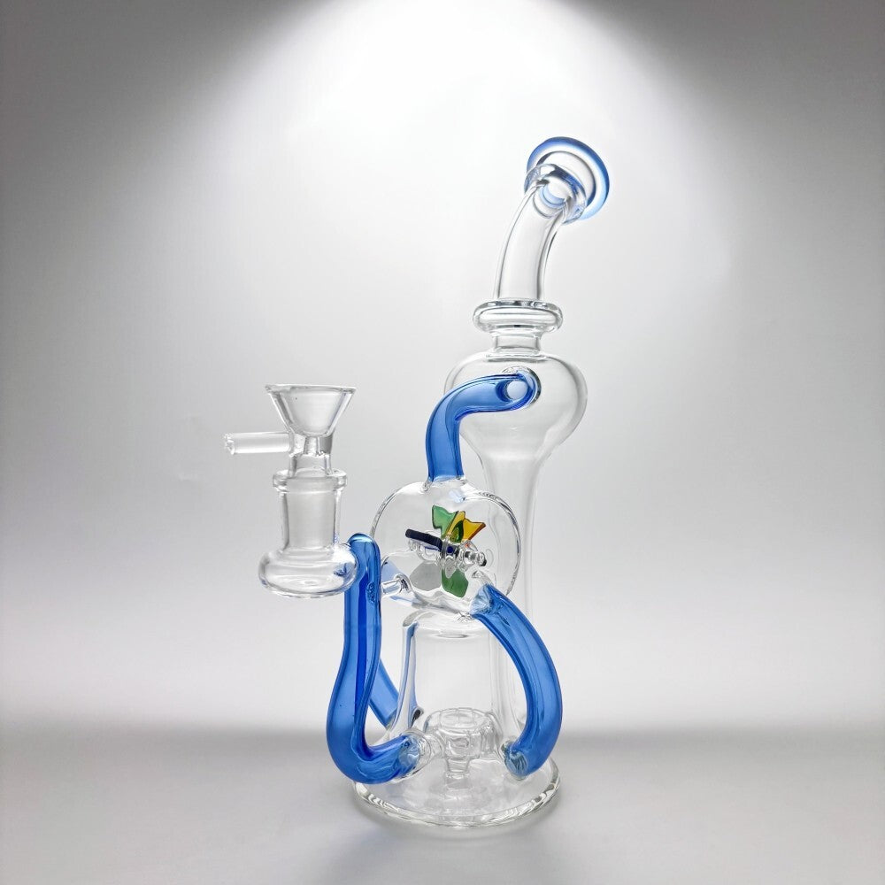 9Inch Glass Recycler Bong Windmill Spin Water Pipe Tornado Percolator Bubbler