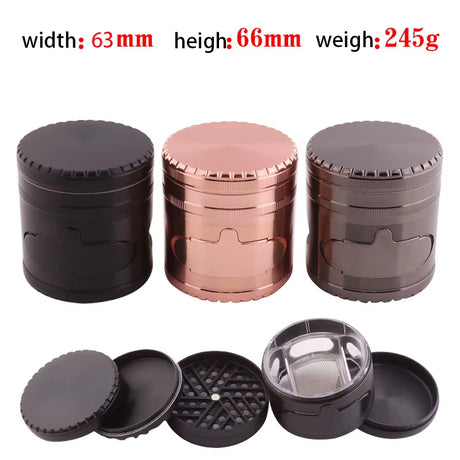 63 MM 5-LAYER ZINC ALLOY HERB & TOBACCO GRINDER – DURABLE HAND GRINDER