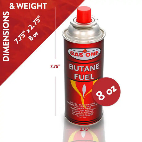 8 OZ PORTABLE BUTANE FUEL CANISTER WITH SAFETY RELEASE DEVICE – 8 PACK