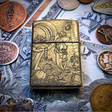 ZIPPO SCROOGE MCDUCK ENGRAVED BRASS ARMOR CIGARETTE LIGHTER – EBENEZER