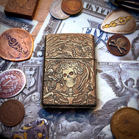 ZIPPO GRATEFUL DEAD ENGRAVED BRASS ARMOR LIGHTER – TRAIN DESIGN