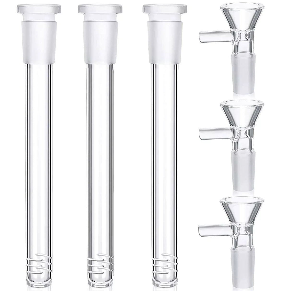BONG DOWNSTEM (3.8 IN INSERT) WITH 14MM MALE ROUND BOWL 5 IN – 3 PACK