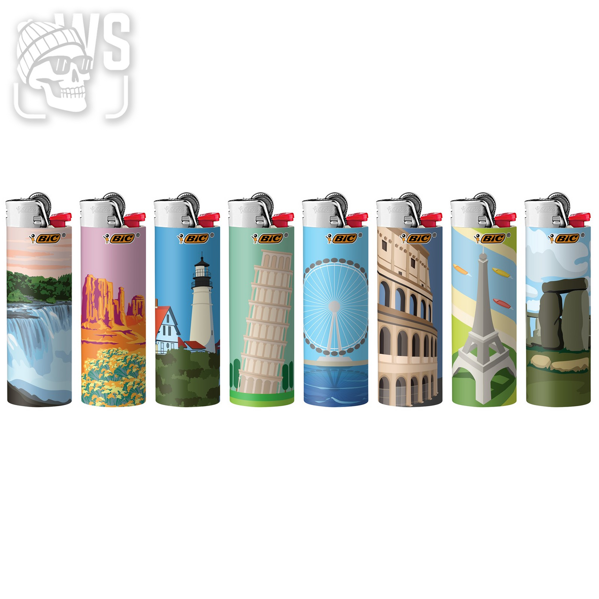 BIC SPECIAL EDITION TRAVEL SERIES LIGHTERS, 8-COUNT